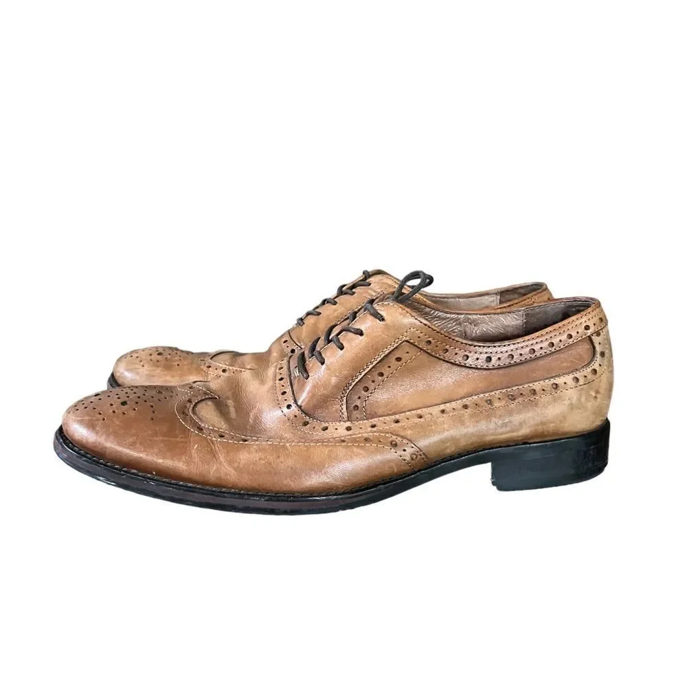 Johnston & Murphy Brown Leather Wingtip Oxford Dress Shoes Men's Size 9‎